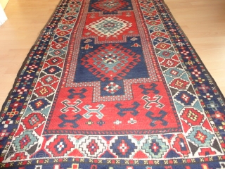    Fine   antique   kasak  19 th. century  106 X 212 cm  Saturated  natural dyes ,
   browns  oxidized    ...