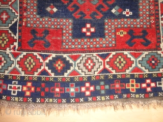    Fine   antique   kasak  19 th. century  106 X 212 cm  Saturated  natural dyes ,
   browns  oxidized    ...