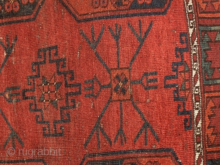 
   Beautiful antik  Ersari Main carpet 19 th. ca. 253 X 308 cm
   Wunderful  colours very rare  archaic pattern , shows wear , 
   ...