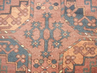    Ersari Main  carpet  19 th. century  200 X 234  cm.
   Great  drawing , good use of yellow , large kelim at both  ...