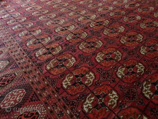 Antique  Tekke  Turkmen Main  Carpet  about 1900 
209 X 320  cm. very  fine weave , high quality wool , very beautiful colors ,
no  wear, only  ...