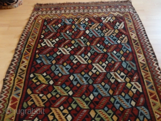 
   Superb and  rare  fine antique Waramin  Kelim  

   19 th. century  155 X 238  cm. A part a  few small

  ...