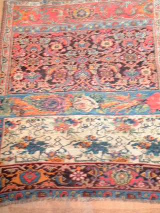 Bidjar Wagireh circa 1900 ,  140cm by 105 cm sampler.

A very unusual and interesting Bidjar carpet salesman's sample,in generally good condition , with some corrosion to the black(iron) and missing a  ...