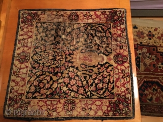 Small antique Kirman/ Kerman - Maybe around 1880 - thin and soft handle - worn condition but still elegant and decorative (Size: 46 x 48 cm) - professional washed    