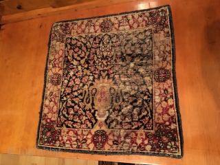 Small antique Kirman/ Kerman - Maybe around 1880 - thin and soft handle - worn condition but still elegant and decorative (Size: 46 x 48 cm) - professional washed    
