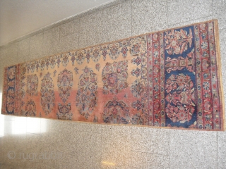 Kashan - Keshan Runner - made from an antique/old Gardencarpet - from 1900 - very soft wool - clean and unique with abrash - size: 313 cm x 70 cm - shipping  ...