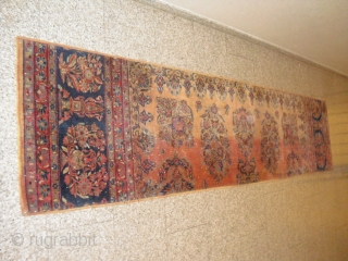 Kashan - Keshan Runner - made from an antique/old Gardencarpet - from 1900 - very soft wool - clean and unique with abrash - size: 313 cm x 70 cm - shipping  ...