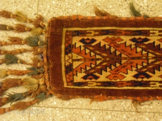 small Jomud bag *  damaged, dirty and with stains * knotted on goats hair and wool * made around 1900 * shipment worldwide possible        