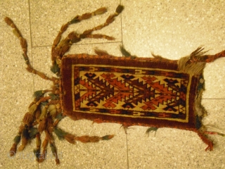 small Jomud bag *  damaged, dirty and with stains * knotted on goats hair and wool * made around 1900 * shipment worldwide possible        