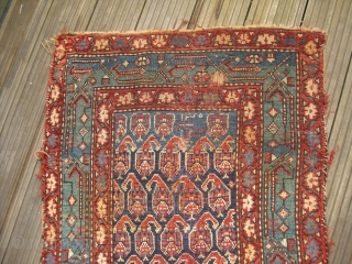 Kurdish rug Fragment - dated around 1885 - nice colours - fresh professional cleaned - terrible condition but soft wool - rare drawing - shipping worldwide possible insured     