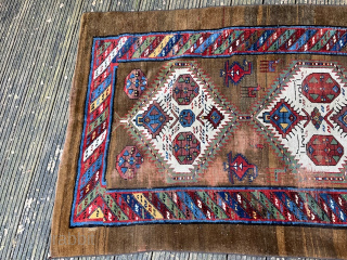A Bakshaish or Sarab Camel hair runner?
Any details to this piece are welcome.
Very WORN but a very rare piece 
with very soft wool.
The piece is dated and signed but I have no  ...