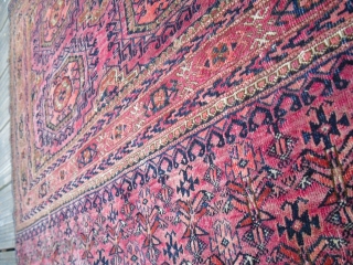 A rare Tekke chuval - very silky and velvety wool/ very fine  - one restored split - one moth bit - size: 122 x 68 cm      