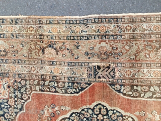 Antique Tabriz - Maybe from around 1910 - well used - one bad repair - would Benefit from a wash - still decorative
Size: 129 cm x 186 cm
     