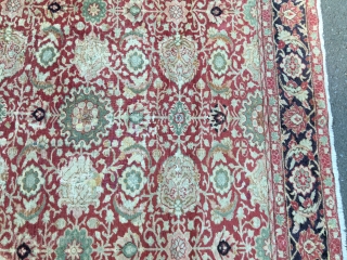 Old decorative - Maybe turkish rug - with worn places and restorations. 
Size: 190 x 140 cm
Who has an idea About the provenience and the approx age of this piece?
   