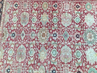 Old decorative - Maybe turkish rug - with worn places and restorations. 
Size: 190 x 140 cm
Who has an idea About the provenience and the approx age of this piece?
   