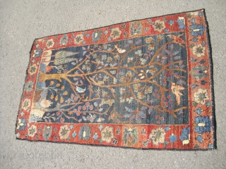 Very rare NW-Persian - maybe Tabriz - small lovely pictorial ru - made around 1860 probably - very clean - great colours - size: approx 76 cm x 122 cm - shipping  ...