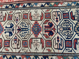 Antique 19th century

Caucasian Ivory ground KUBA rug

worn, with small damages & with restorations

needs a professional cleaning

very rare and collectible

Size: 148 cm x 82 cm


tammo_koenig@aol.com         