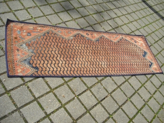 Antique unique SERABEND Carpet Fragment - probably from the End of the 19th century, blue color has been corroded - very decorativ (Size: 75 cm x 222 cm)     