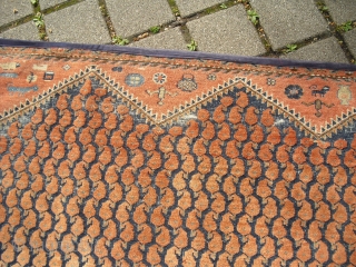 Antique unique SERABEND Carpet Fragment - probably from the End of the 19th century, blue color has been corroded - very decorativ (Size: 75 cm x 222 cm)     