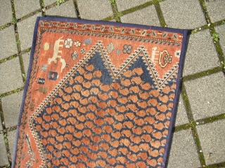 Antique unique SERABEND Carpet Fragment - probably from the End of the 19th century, blue color has been corroded - very decorativ (Size: 75 cm x 222 cm)     