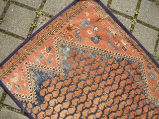 Antique unique SERABEND Carpet Fragment - probably from the End of the 19th century, blue color has been corroded - very decorativ (Size: 75 cm x 222 cm)     