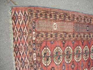 Antique Bukhara (around 1900) - Tekke Carpet - good pile - sides need to be restored partly - blanket like handle - velvety feeling - with abrash/ 
size: approx. 221 x 152  ...