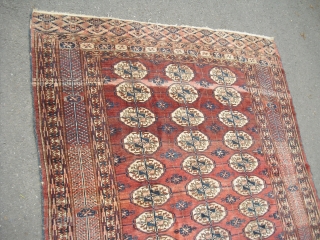 Antique Bukhara (around 1900) - Tekke Carpet - good pile - sides need to be restored partly - blanket like handle - velvety feeling - with abrash/ 
size: approx. 221 x 152  ...