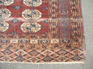 Antique Bukhara (around 1900) - Tekke Carpet - good pile - sides need to be restored partly - blanket like handle - velvety feeling - with abrash/ 
size: approx. 221 x 152  ...