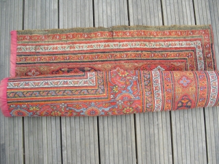 Doroksh Fragment - 19th century - rare drawing - rare piece of a large palace carpet - Size 170cm x 82cm - corroded black - dirty and with moth damages - kurk  ...