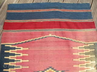 Syrian "Aleppo" Kelim - ca 1900 - the colours are faded by the sun sadly on one side very much, used as a door or window curtain very often - kilim has  ...
