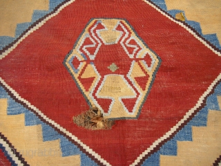 19th century Qashqai or Luri Kilim/ Size: 308 cm x 148 cm/ with some holes and wear/ needs a wash/ very nice natural colors/ Wool on Wool      