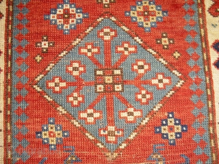 Kazak Antique - c 1850 - very soft and glossy wool, great colours, professional washed - fragmentary/ Size: approx. 79 cm x 117 cm - shipping worldwide possible     