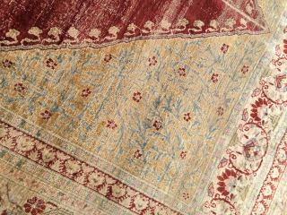 Silk Tabriz Hajijalili ? - from 1880 probably in a worn and corroded condition - very glossy and soft - with an elastic structure / silk on silk, / size approx. 126  ...