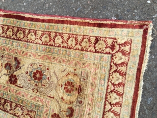 Silk Tabriz Hajijalili ? - from 1880 probably in a worn and corroded condition - very glossy and soft - with an elastic structure / silk on silk, / size approx. 126  ...