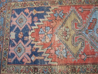 Heriz - Serapi Fragment/ small rare rug/ around 1900 - great natural colors - still elegant - professional washed/ Size: 105 x 150 cm         