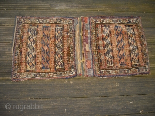 Gaschgai/ Gaschguli Khordjin/ South West Persia - complete - patinated colors - very soft wool with Syrga-Ornaments - probably from 1900            