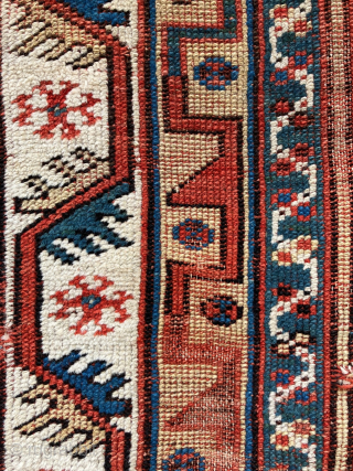 Antique West Anatolian rug, 4' x 6'2, Makri region, mid nineteenth century or earlier. Scattered areas of wear and damage with losses to the ends and sides (see photos). More than half  ...