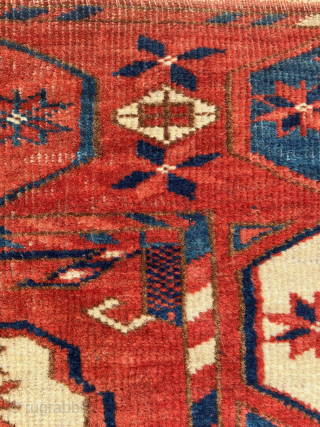 Antique Tekke Turkmen main carpet, 5'11 x 7'7, early nineteenth century, as indicated by the size and various other features -  simple border system of early type with only a barber  ...