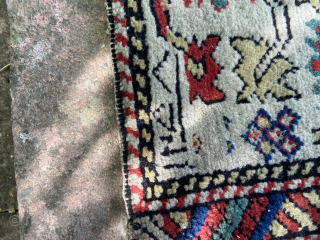 Antique Kuba runner, dated 1842. Good condition. Missing ends at top and bottom. Otherwise nice pile. Some localised wear in central field. Pile thick throughout around border. Worldwide shipping $45 unless ...