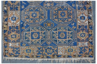 East Caucasian carpet with twelve Oktagon medallions and beautiful Kufi Border, possibly Konagkend, 209 x 120 cm, even low pile             