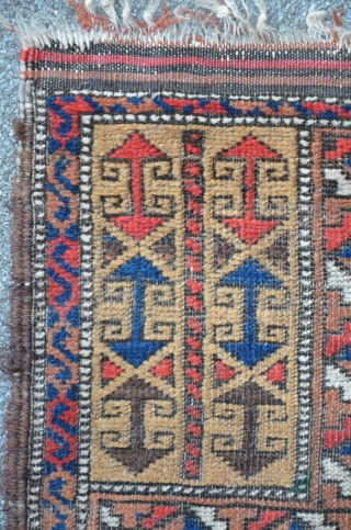 Baluch prayer rug with camel ground 143 x 82 cm, harmonical composition.                     