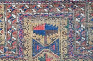 Baluch prayer rug with camel ground 143 x 82 cm, harmonical composition.                     