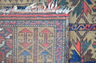 Baluch prayer rug with camel ground 143 x 82 cm, harmonical composition.                     