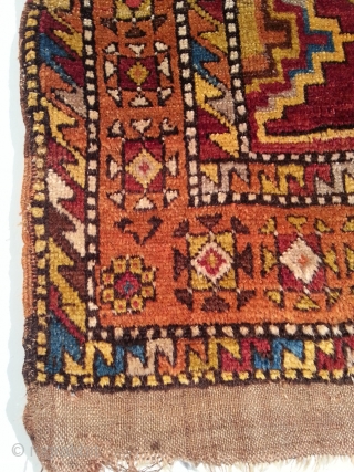 Anatolian Carpet, arround 1800, seize: 123 x 175 cm. A compareable piece is illustrated at "orient stars" Kirchheim collection page 260. Very beautyful colors and soft lustrous high floor.    