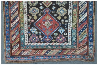 Karabagh / Kurdish carpet, fragmented. 240 x 113 cm, beautiful shiny colors.                     