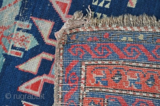 Antique caucasian (Gendje?) carpet with "Turtle" field. 295 x 108 cm, original condition.                    