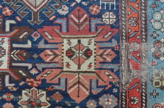 South / east caucasian carpet from the Saliani region, 264 x 109 cm, as found condition.                 