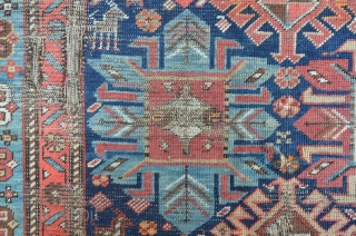 South / east caucasian carpet from the Saliani region, 264 x 109 cm, as found condition.                 