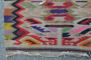 Rare antique Aleppo flatweave, with metal thread highlights, 103 x 45 cm                     