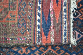 Baluch 238 x 125 cm, worn, but still loveable and ready to put on the floor.                 